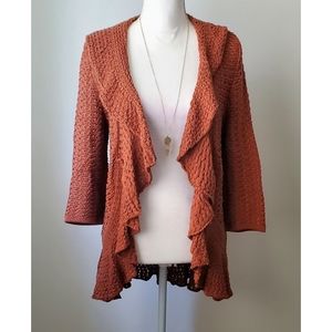 Dress Barn Orange Drape Knit Cardigan Medium